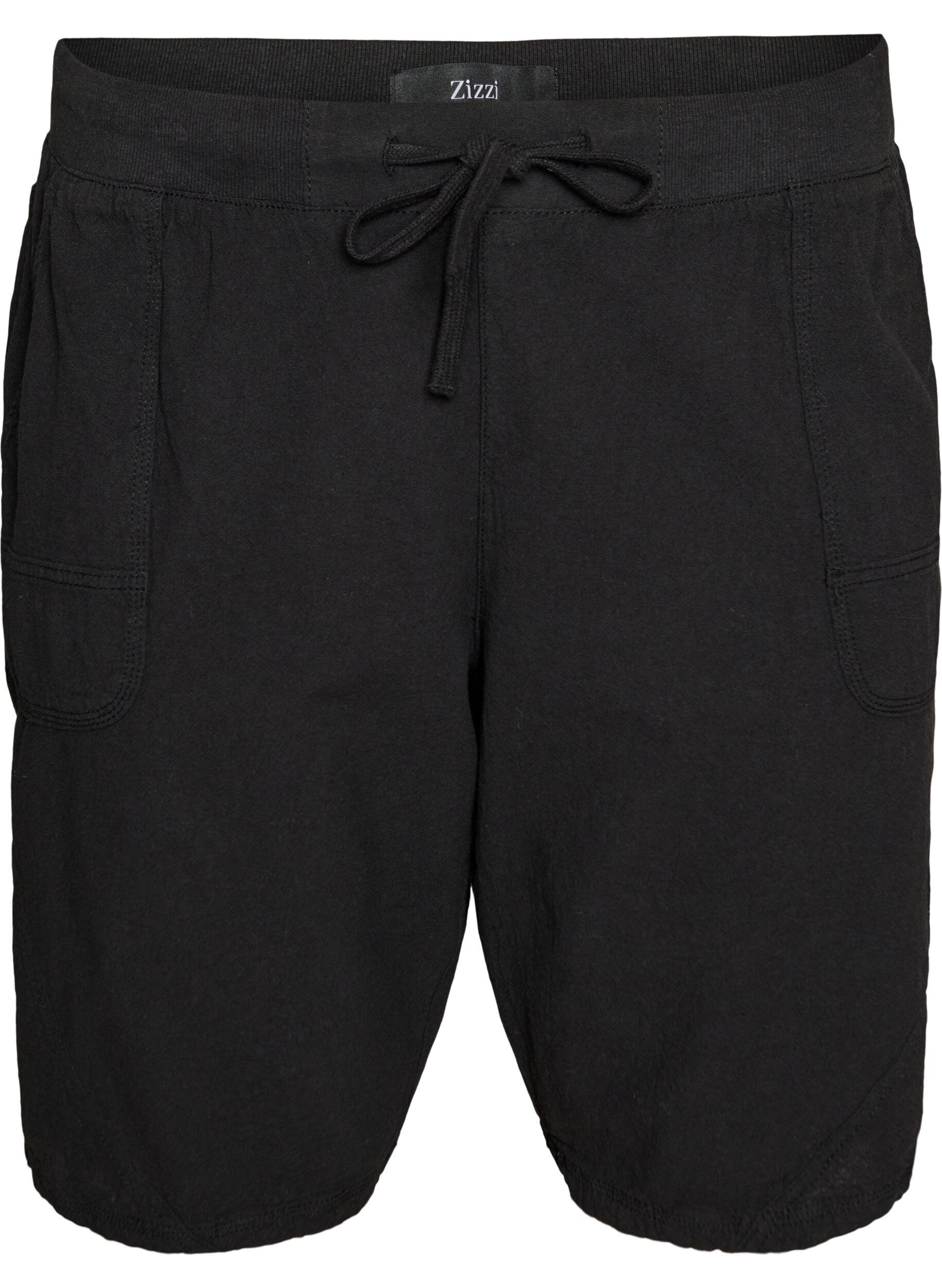 L&oslash;s shorts av bomull med lommer
