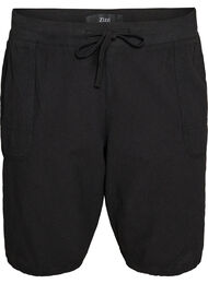 L&oslash;s shorts av bomull med lommer, Svart