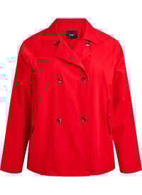 Kort trenchcoat med lommer, Rød Kort trenchcoat med lommer