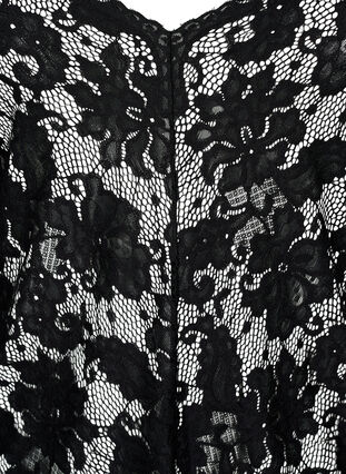 Langarmet bluse med blondekant og V-hals, Black, Packshot image number 2