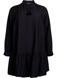 Kort A-linjekjole med volanger, Black