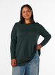 Strikket bluse i bomull og viskoseblanding, Gr&oslash;nn, Model image number 0