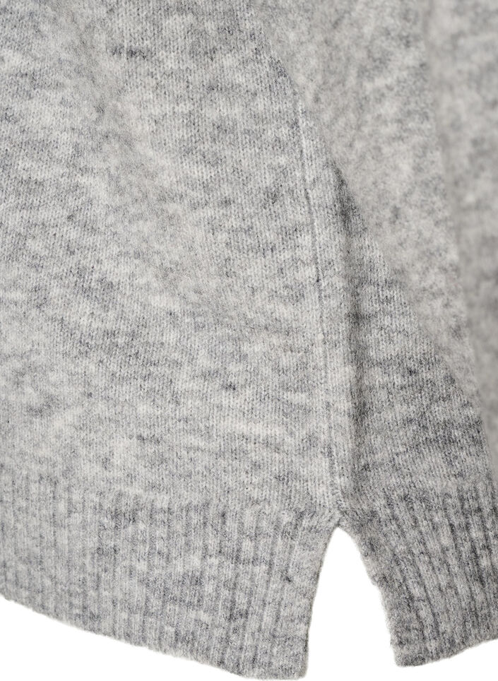 L&oslash;s strikkebluse med alpakka og ull, Gr&aring;, Packshot image number 3