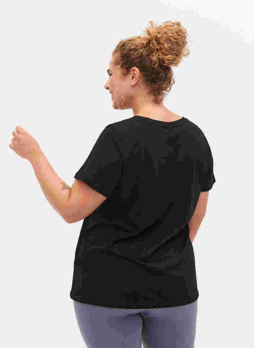 T-skjorte til trening med trykk, Black w. stripe A, Model image number 1