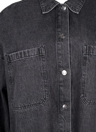 Zizzi Løstsittende denimjakke med knapper, Grey Denim, Packshot image number 2