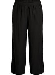 Bukser med vide ben i lin og viskose, Svart