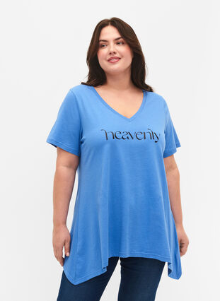 T-skjorte av bomull med korte ermer, Ultramarine HEAVENLY, Model image number 0