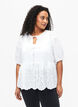 Bluse i viskose med engelsk broderi, Bright White, Model image number 0