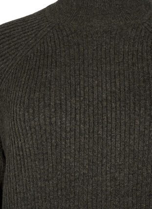 Zizzi Langermet strikkekjole med høy hals og lange ermer, Sea Turtle Mel., Packshot image number 2