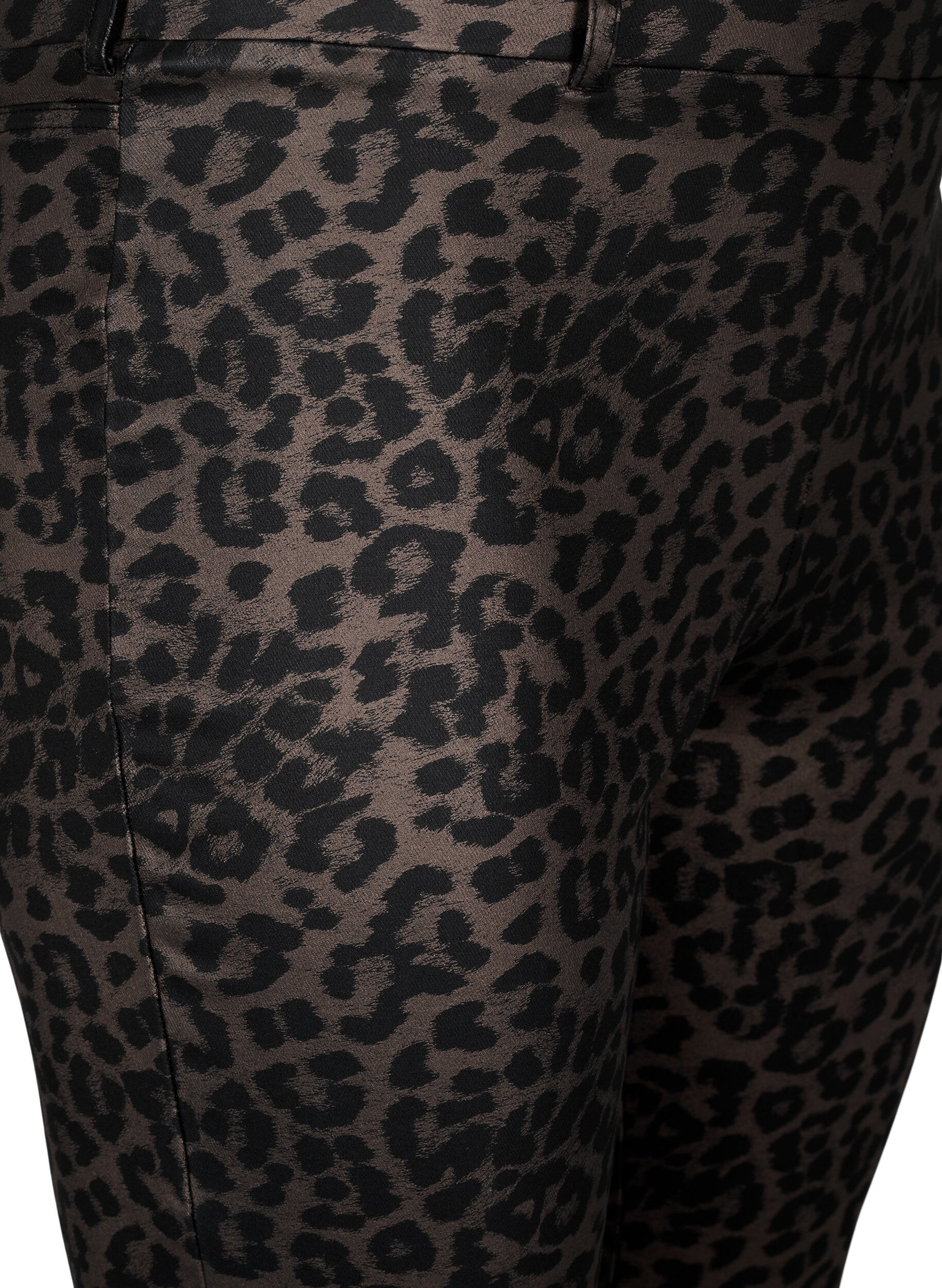 Zizzi Belagte leggings med leopardm&oslash;nster og kort lengde, Brun, Packshot image number 2