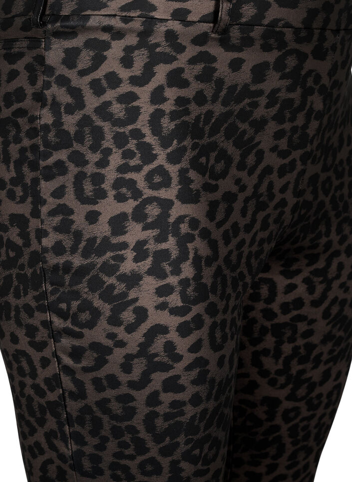 Belagte leggings med leopardmønster og kort lengde, Brun, Packshot image number 2