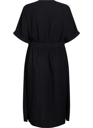 Zizzi Midikjole i lin og viskose med splitt foran, Svart, Packshot image number 1