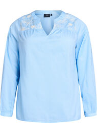 Bluse med broderidetaljer, Della Robbia Blue