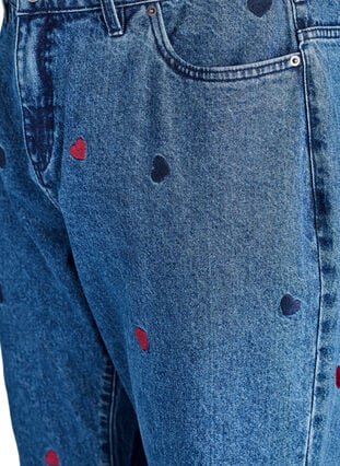 Zizzi Høy-midje Gemma jeans med broderte detaljer, Blå, Packshot image number 2
