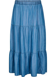Denim maxiskjørt med volanger, Blue Denim