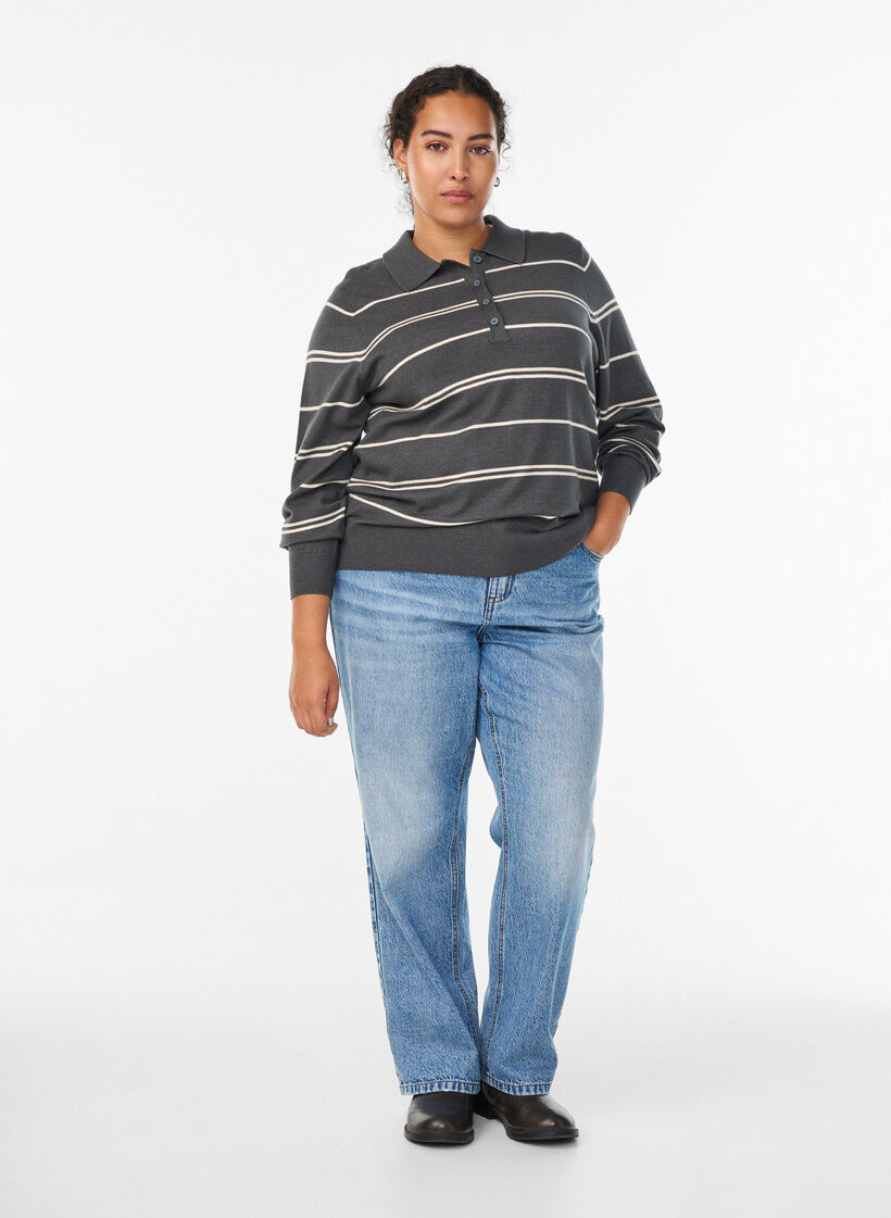 Strikkeplagg med krage, Grønn, Model image number 1