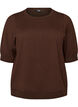 Finstrikket bluse med korte ermer, Brun, Packshot image number 0