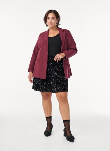 Zizzi Shorts med høy midje og paljetter, Svart, Model image number 1