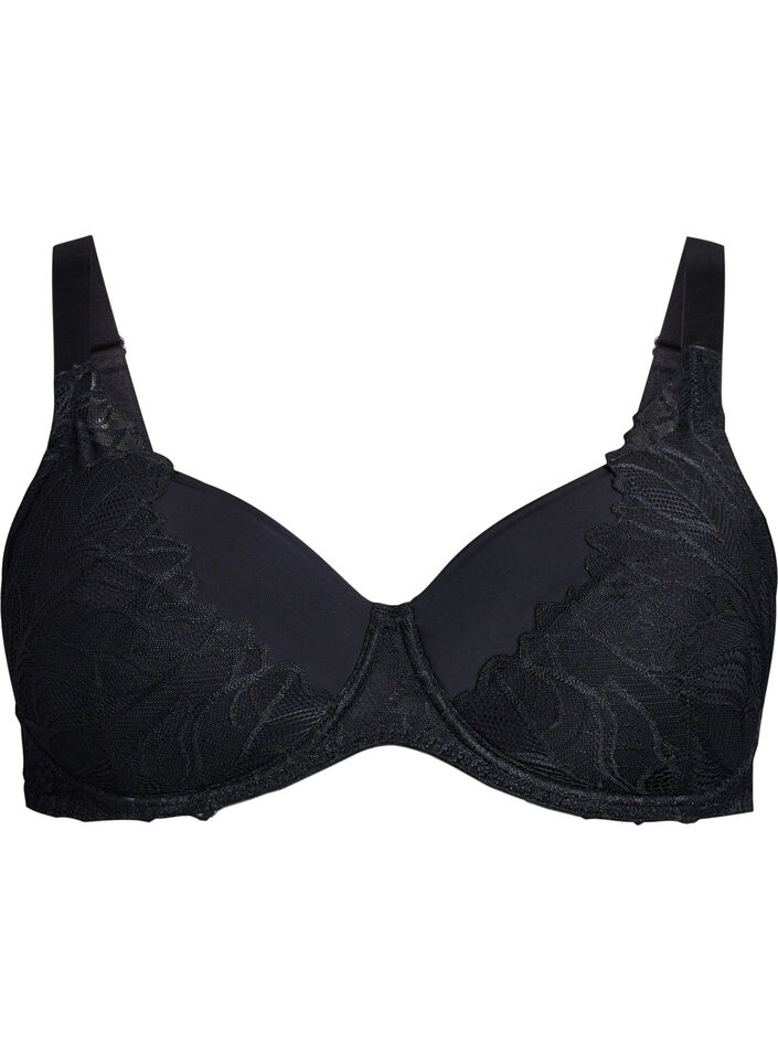 Polstret BH med blonder, Svart, Packshot image number 0