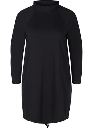Høyhalset kjole med knyting, Black, Packshot image number 0