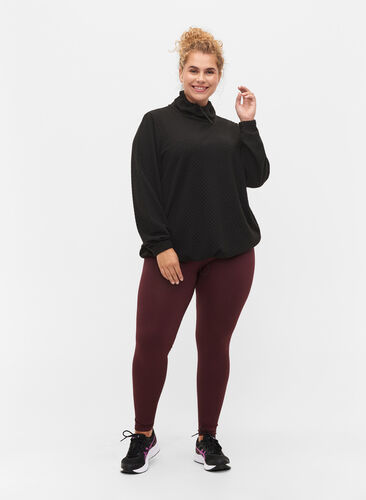 Genser med høy hals og justerbar strikk, Black, Model image number 3
