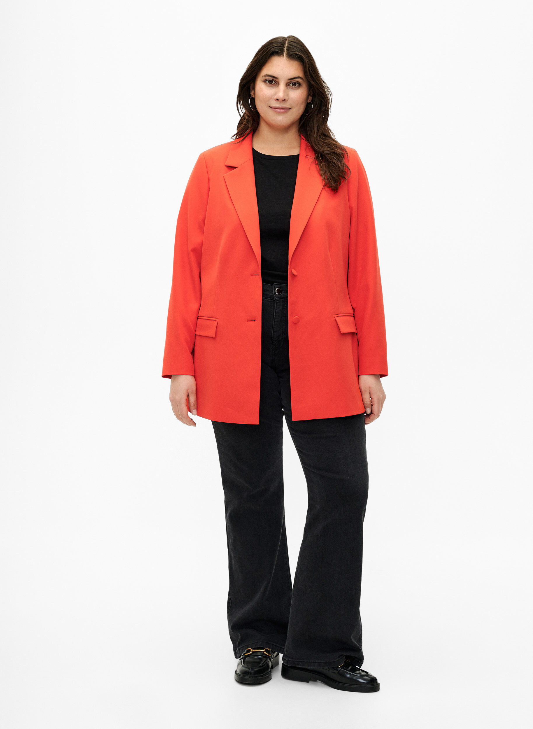 Zizzi Klassisk blazer med knappelukking, Orange.com, Model image number 2