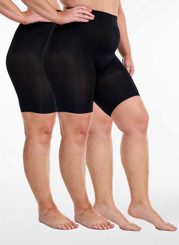 2-pakning push-up shorts i 60 denier med shaping-effekt, Svart, Packshot image number 0