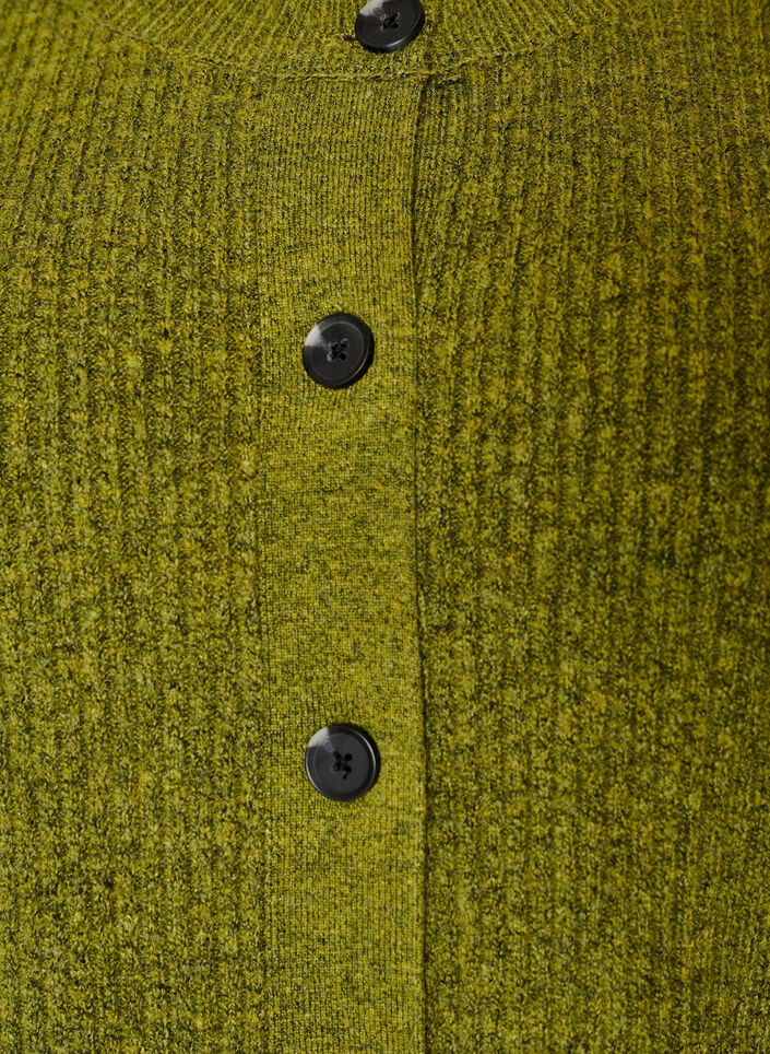 Ribbestrikket cardigan med knapper, Gr&oslash;nn, Packshot image number 2