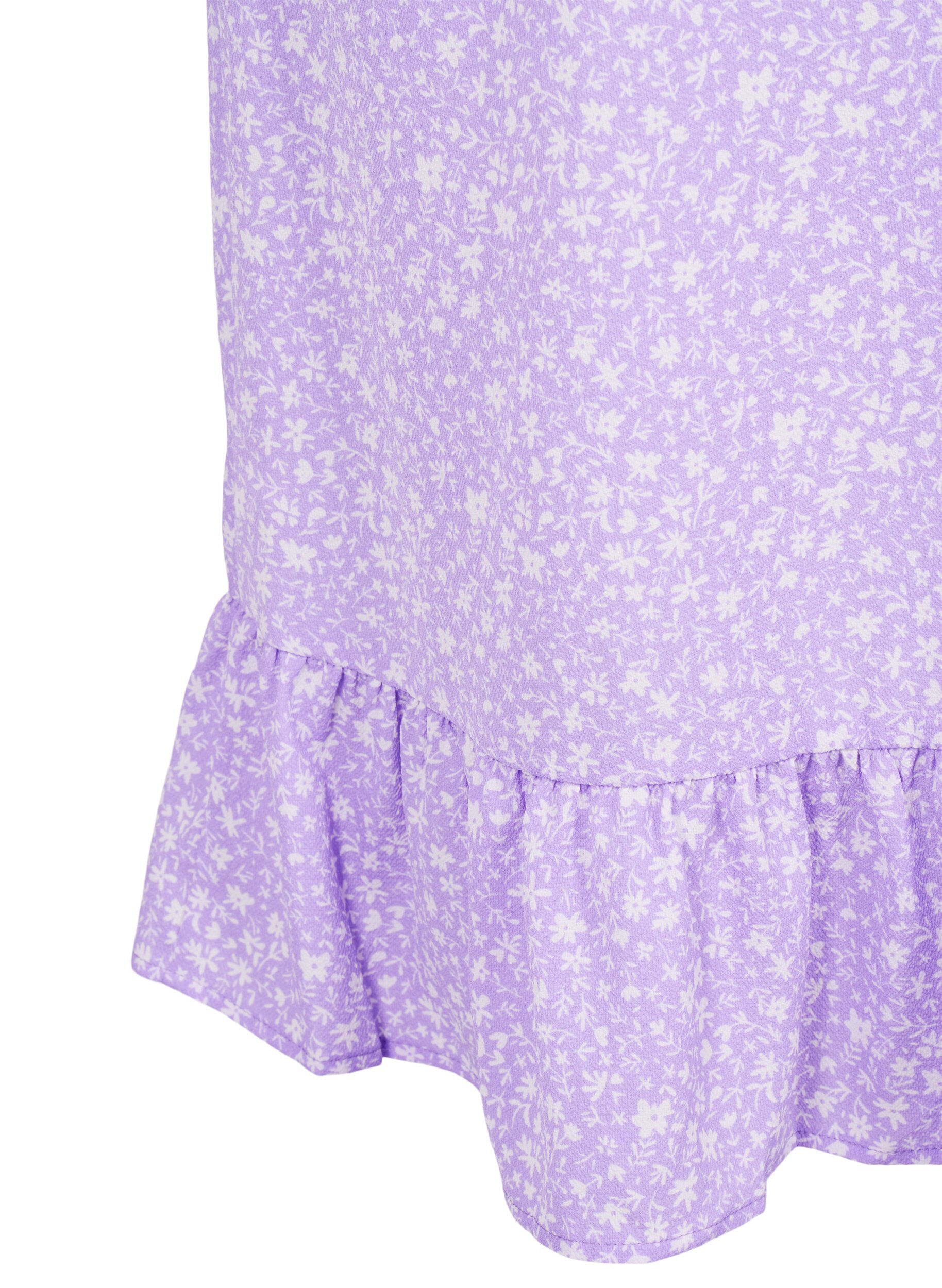 Zizzi M&oslash;nstret omslagskjole med korte ermer, Lilla, Packshot image number 3