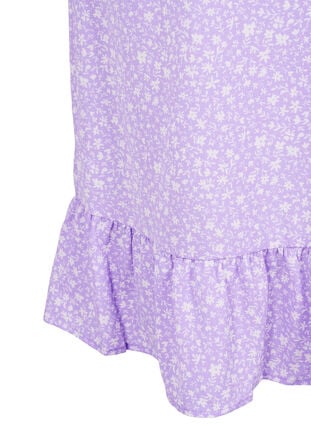 Zizzi Ensfarget slå-om-kjole med korte ermer, Lilla, Packshot image number 3