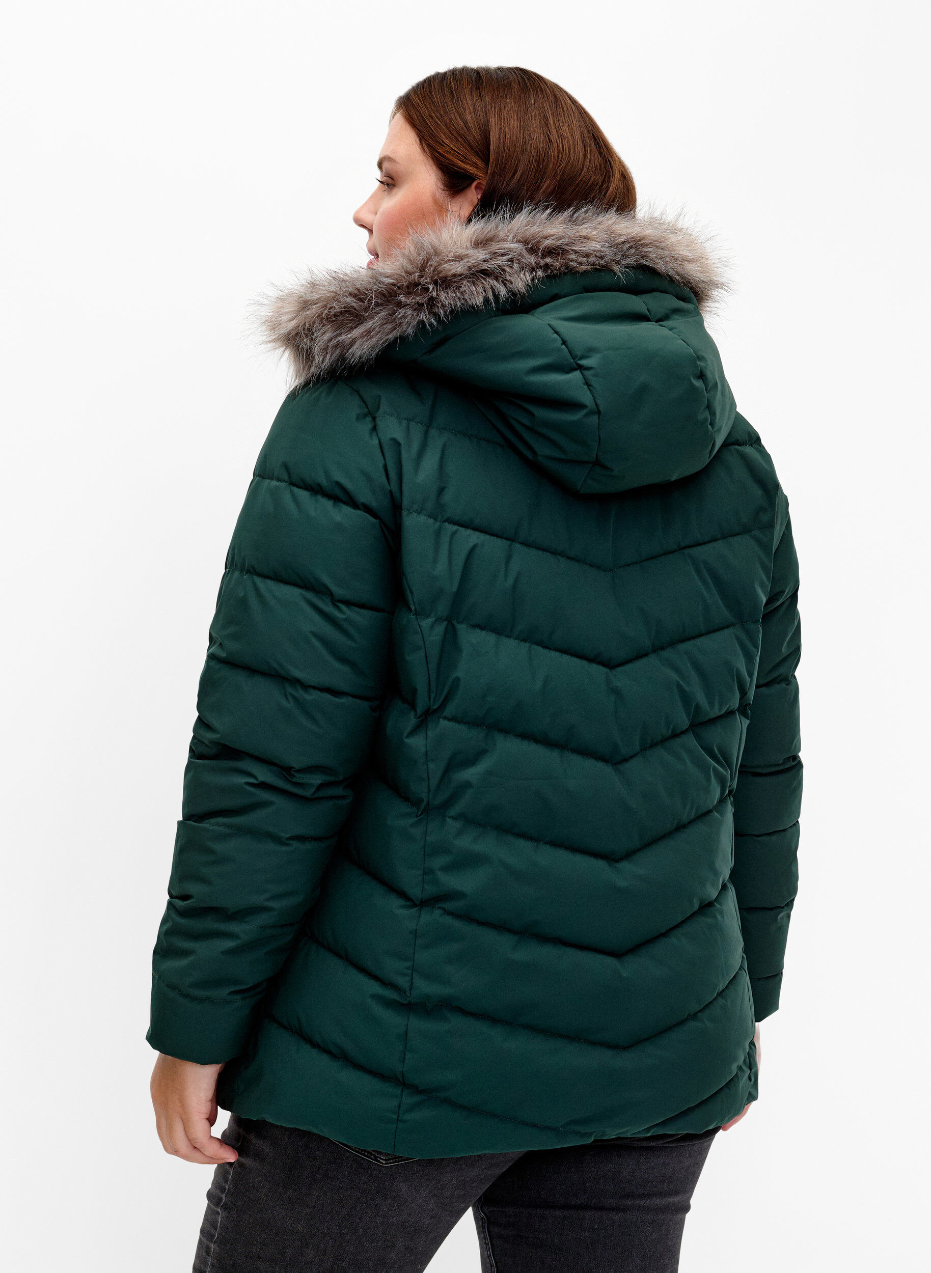 ZizziKort boblejakke med hette, Gr&oslash;nn, Model image number 2