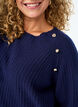 Ribbestrikket genser med dekorative knapper, Blå, Model image number 3