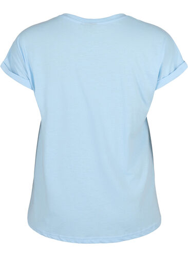 Kortermet T-skjorte i bomullsblanding, Chambray Blue , Packshot image number 1