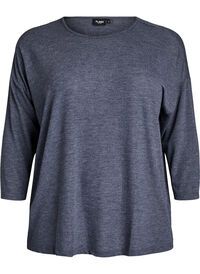 FLASH – Jersey bluse med 3/4 ermer, Grå FLASH – Jersey bluse med 3/4 ermer