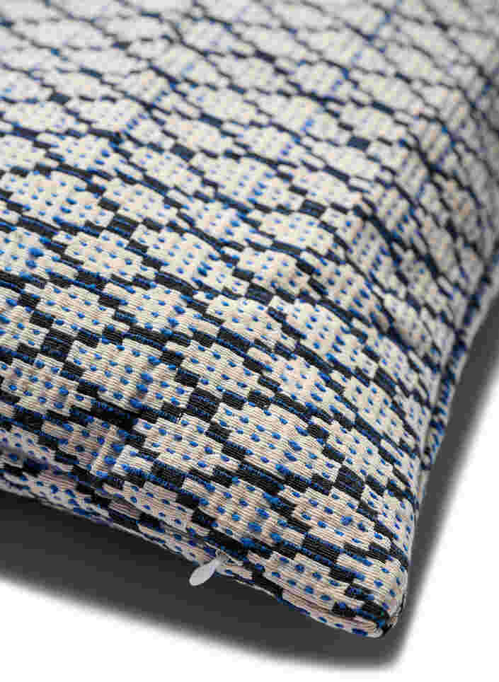 Jacquardmønstrete putetrekk, Black/Blue/White, Packshot image number 3