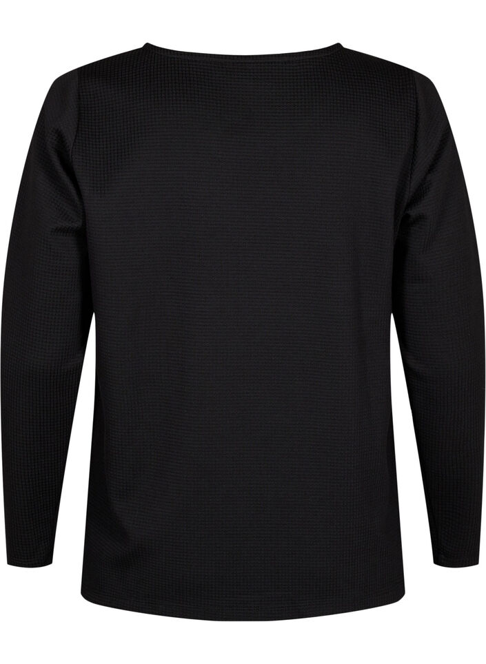 Bluse med struktur i A-snitt, Black, Packshot image number 1
