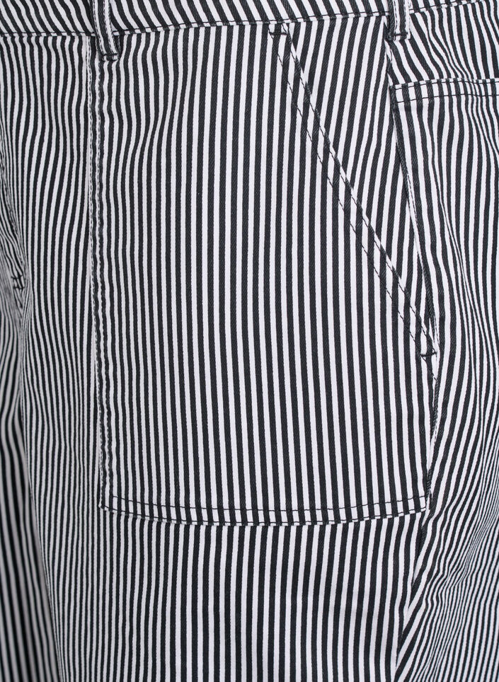 Stripete Bermudashorts med høy midje, Svart, Packshot image number 2