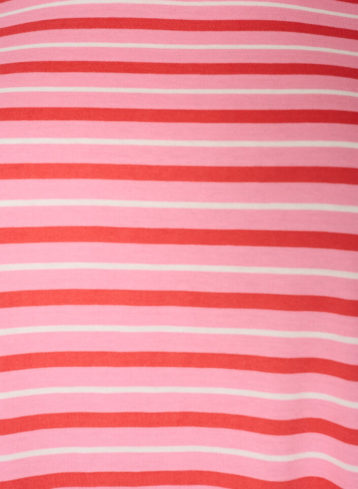 Lang oversized stripete T-skjorte i &oslash;kologisk bomull, Rosa, Packshot image number 2