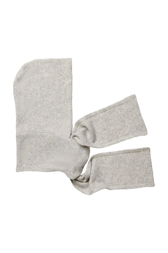 Strikket hette skjerf, Gr&aring;, Packshot image number 0