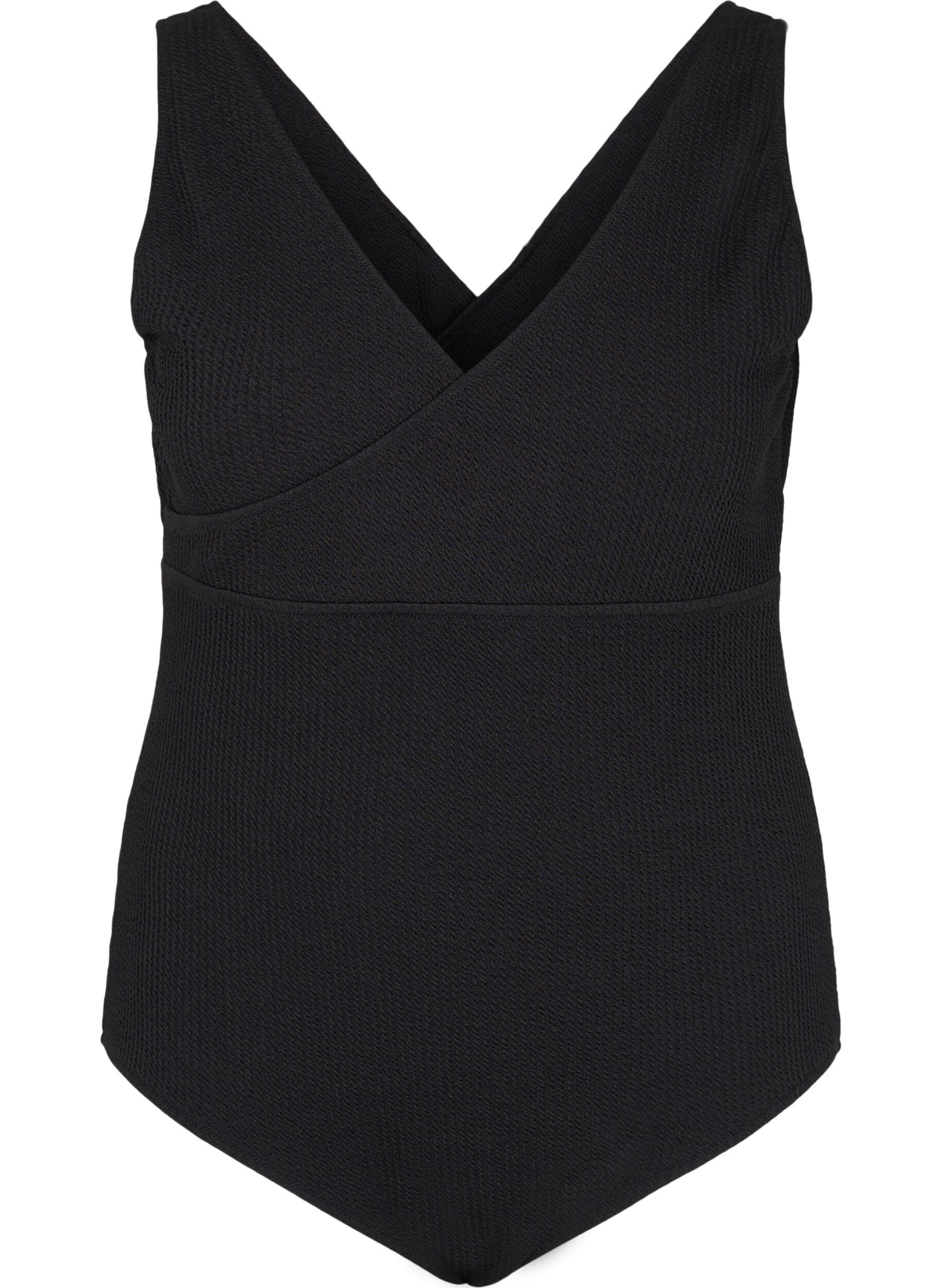 Zizzi Badedrakt med omslagseffekt, Black, Packshot image number 0