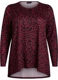 Leopardmønstret bluse med lange ermer, Tawny Port Leopard