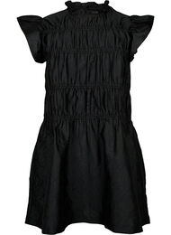 Kjole med volanger og elastiske kuttelinjer, Black