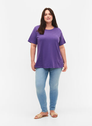 Basis T-skjorter i bomull, 2 stk., Deep Lavender/Black, Model image number 2