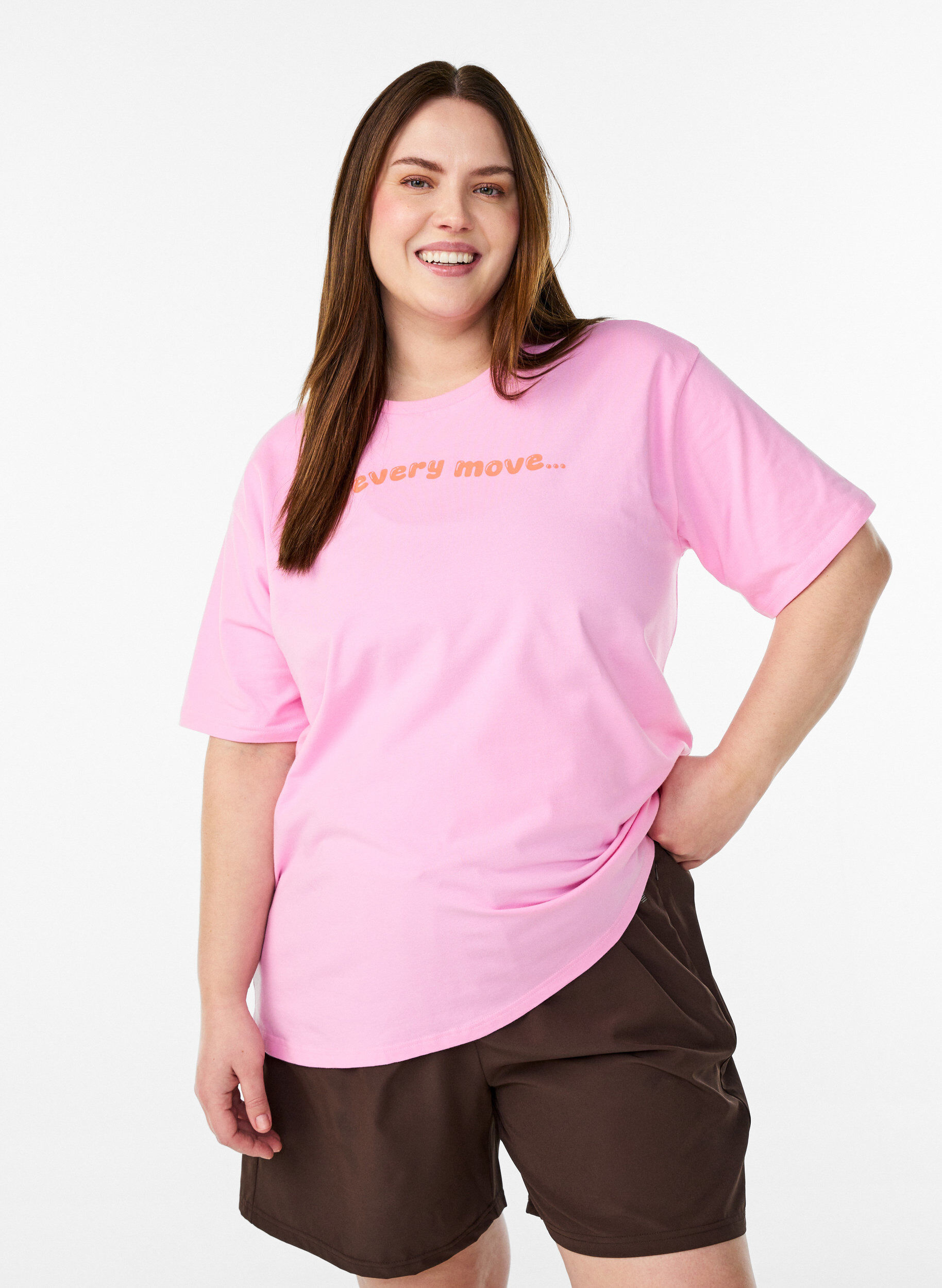 Sporty t-skjorte i &oslash;kologisk bomull, Rosa, Model