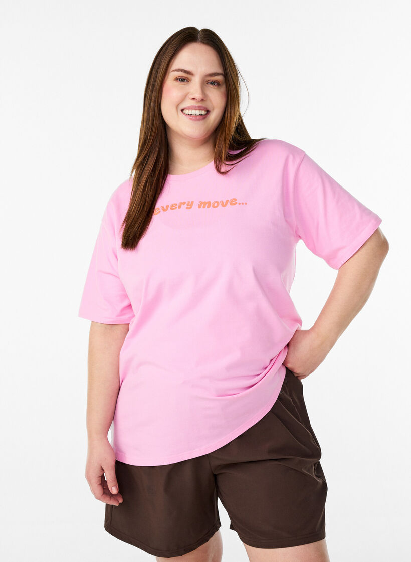 Sporty t-skjorte i &oslash;kologisk bomull, Rosa, Model image number 0
