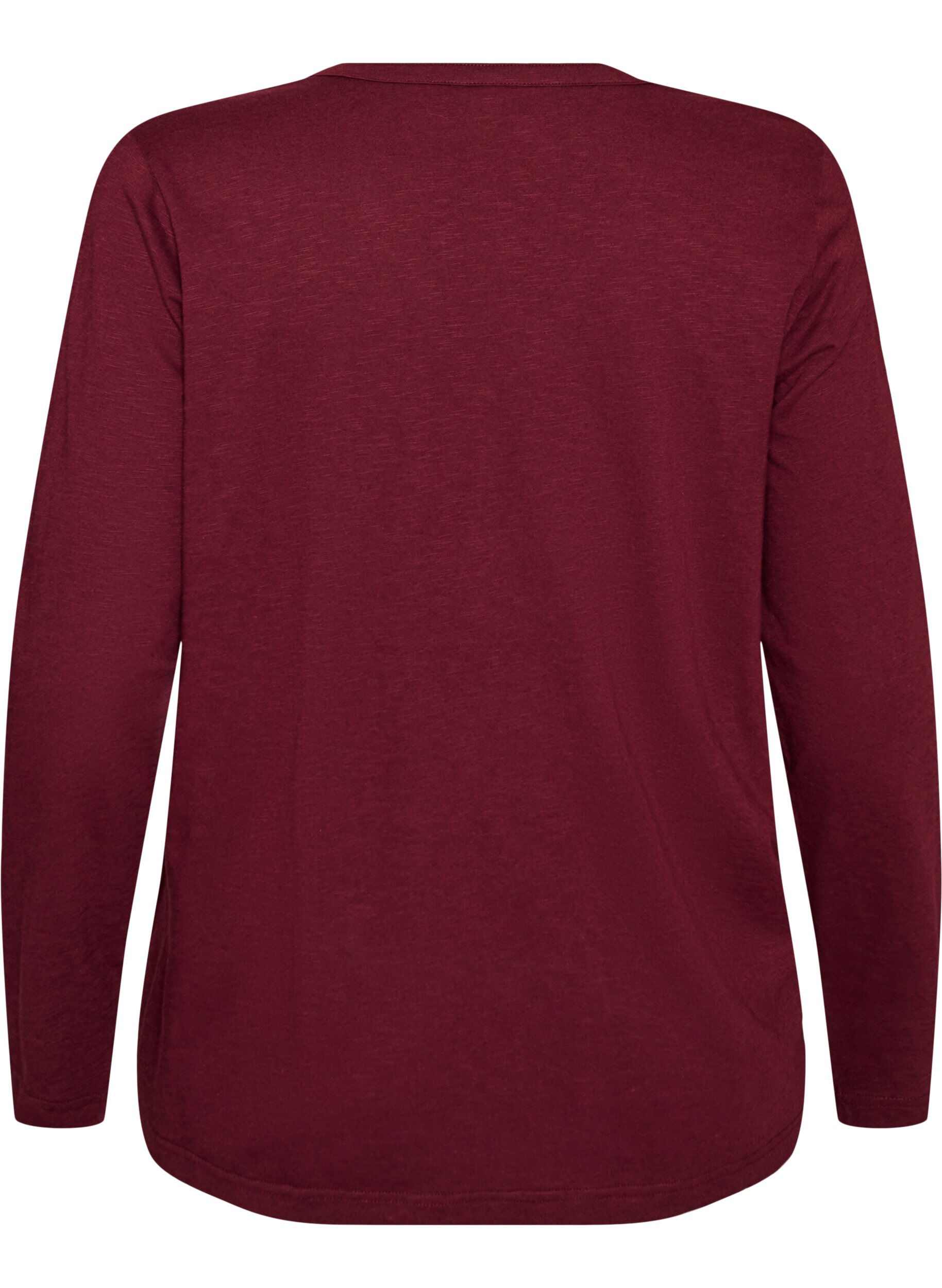 ZizziLangermet t-skjorte med V-hals og knapper, R&oslash;d, Packshot image number 1