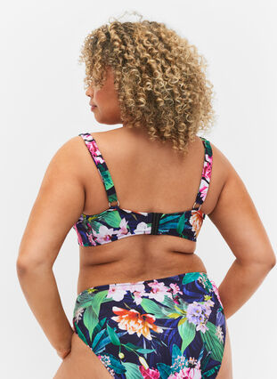 Bikinitopp med drapering, Flower Print, Model image number 1