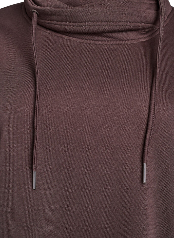 Genser med h&oslash;y hals og lommer, Brun, Packshot image number 2