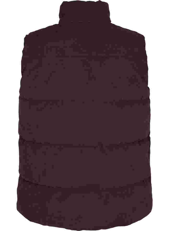 Kort vest med høy krage og lommer, Black Coffee, Packshot image number 1