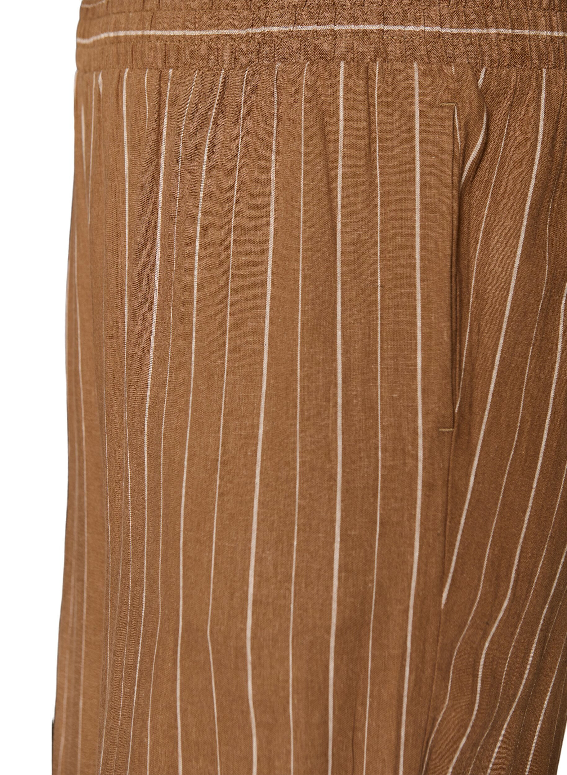 ZizziBukser med vide ben i lin og viskose, Brun, Packshot image number 2